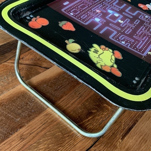 VINTAGE 1980's Midway PAC-MAN TV Folding Serving Tray Metal ✨ - Picture 11 of 16